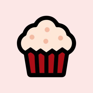 Kek rengi ikon kek. Krema siyah bardak tasarımı.