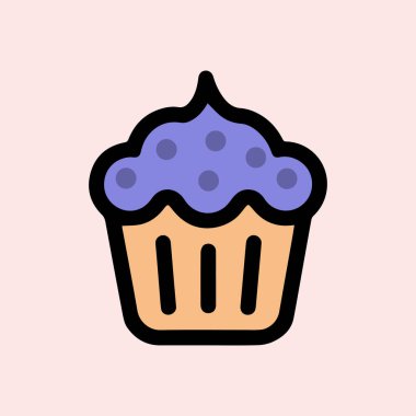 Kek rengi ikon kek. Krema siyah bardak tasarımı.