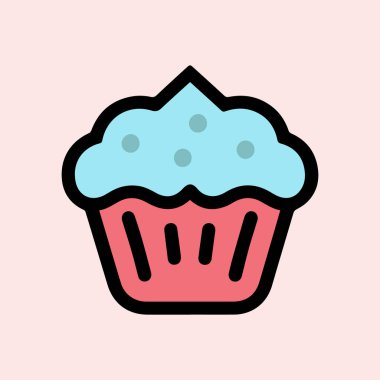 Kek rengi ikon kek. Krema siyah bardak tasarımı.