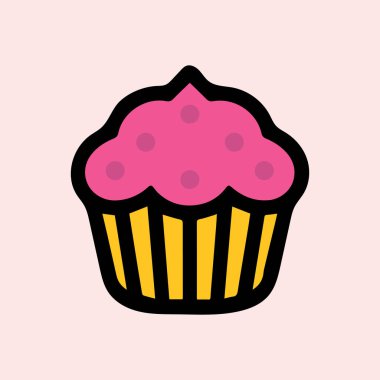 Kek rengi ikon kek. Krema siyah bardak tasarımı.