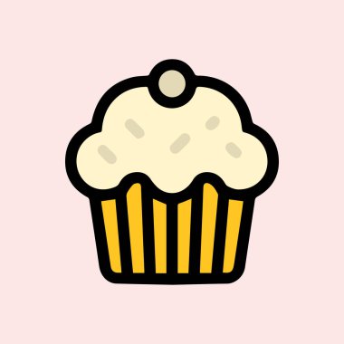 Kek rengi ikon kek. Krema siyah bardak tasarımı.