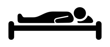 Yatak odası uyku adam aşağı siyah anahat ikon tasarımı.