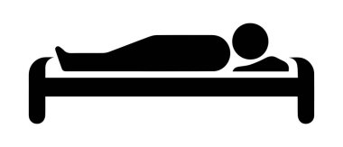 Yatak odası uyku adam aşağı siyah anahat ikon tasarımı.