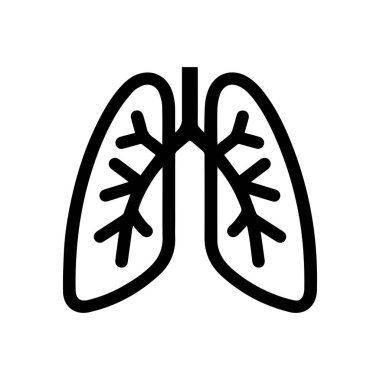 Akciğerler insan organı siyah taslak ikonu. Bakım kavramı sağlıklı tasarım.