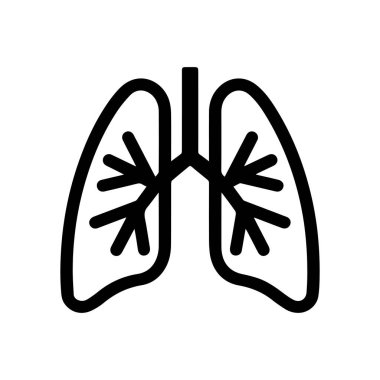 Akciğerler insan organı siyah taslak ikonu. Bakım kavramı sağlıklı tasarım.