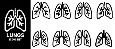 Akciğerler insan organı siyah taslak ikonu. Bakım kavramı sağlıklı tasarım.