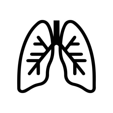 Akciğerler insan organı siyah taslak ikonu. Bakım kavramı sağlıklı tasarım.