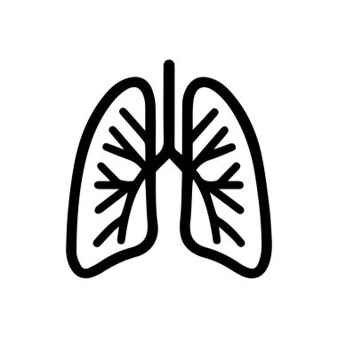 Akciğerler insan organı siyah taslak ikonu. Bakım kavramı sağlıklı tasarım.