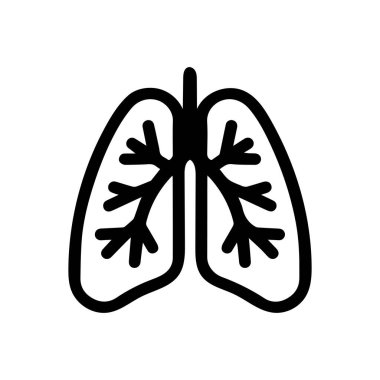 Akciğerler insan organı siyah taslak ikonu. Bakım kavramı sağlıklı tasarım.