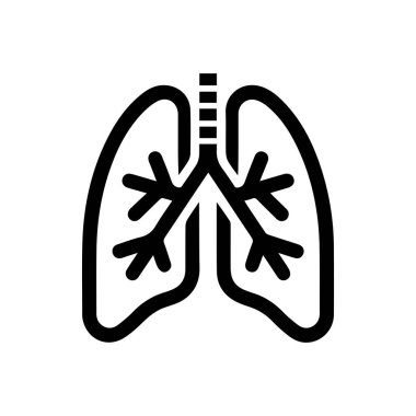 Akciğerler insan organı siyah taslak ikonu. Bakım kavramı sağlıklı tasarım.