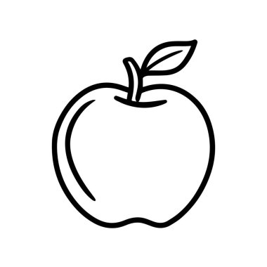 Elma yemeği siyah ikonu. Doğal organik sağlıklı tasarım.