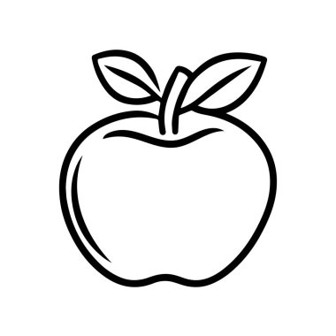 Elma yemeği siyah ikonu. Doğal organik sağlıklı tasarım.