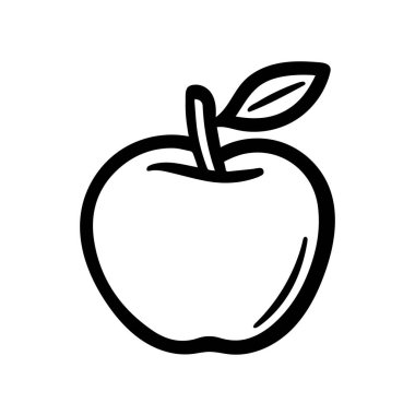 Elma yemeği siyah ikonu. Doğal organik sağlıklı tasarım.