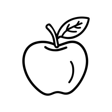 Elma yemeği siyah ikonu. Doğal organik sağlıklı tasarım.