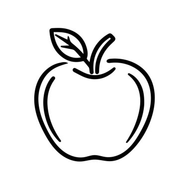 Elma yemeği siyah ikonu. Doğal organik sağlıklı tasarım.