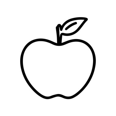 Elma yemeği siyah ikonu. Doğal organik sağlıklı tasarım.