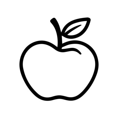 Elma yemeği siyah ikonu. Doğal organik sağlıklı tasarım.