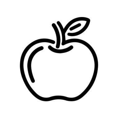 Elma yemeği siyah ikonu. Doğal organik sağlıklı tasarım.