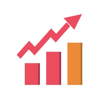 Grafik çizelgesi ekonomik simgesi. Para işi artırma tasarımı.