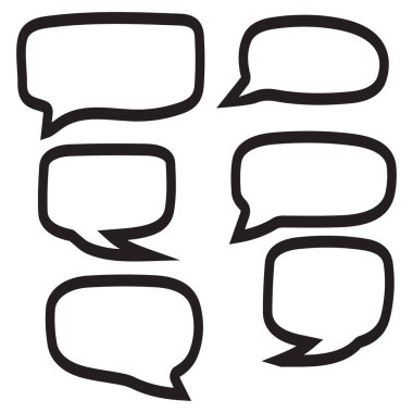 Kabarcık kutusu siyah simgesi ve sohbet ana hatları şekil tasarımı.