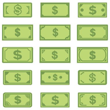 Dolar kağıdı simgesi siyah ve yeşil renk. bankacılık maliyet pazarlama kazanç tasarımı.