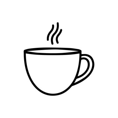 Çay fincanı sıcak içecek ikonu. Kupa yemek akşam yemeği bardağı siyah sabah.
