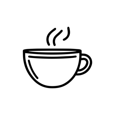 Çay fincanı sıcak içecek ikonu. Kupa yemek akşam yemeği bardağı siyah sabah.