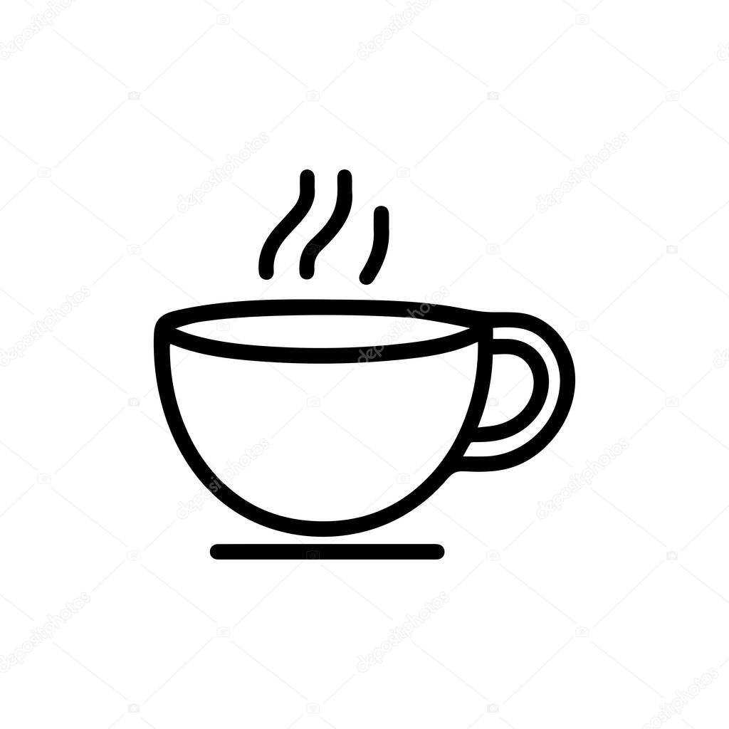 Tea cup hot drink icon. mug food dinner glass black morning.