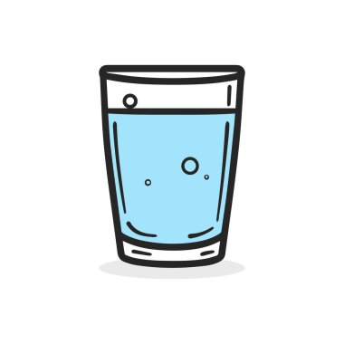 Cam bardak suyu ikon rengi ve beyaz arka plan yumuşak tasarımı.