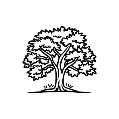 Siyah ağaç simgesi doğa ağaç yaprağı klasik beyaz arkaplan tasarımı.
