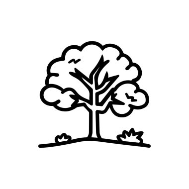 Siyah ağaç simgesi doğa ağaç yaprağı klasik beyaz arkaplan tasarımı.