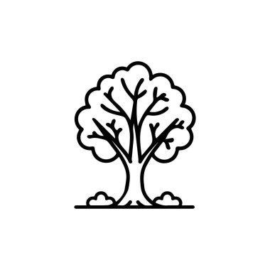 Siyah ağaç simgesi doğa ağaç yaprağı klasik beyaz arkaplan tasarımı.