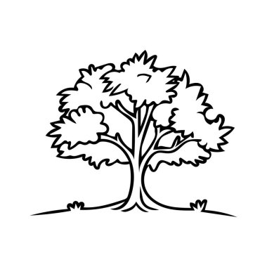 Siyah ağaç simgesi doğa ağaç yaprağı klasik beyaz arkaplan tasarımı.
