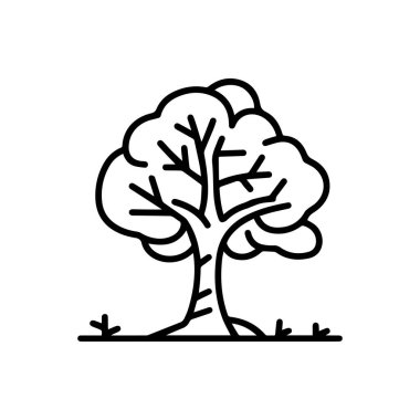 Siyah ağaç simgesi doğa ağaç yaprağı klasik beyaz arkaplan tasarımı.