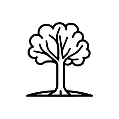 Siyah ağaç simgesi doğa ağaç yaprağı klasik beyaz arkaplan tasarımı.