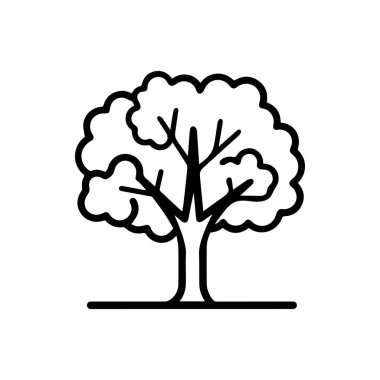 Siyah ağaç simgesi doğa ağaç yaprağı klasik beyaz arkaplan tasarımı.