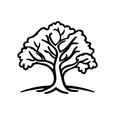 Siyah ağaç simgesi doğa ağaç yaprağı klasik beyaz arkaplan tasarımı.