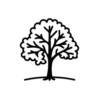 Siyah ağaç simgesi doğa ağaç yaprağı klasik beyaz arkaplan tasarımı.