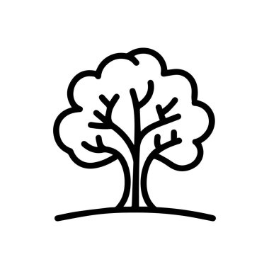 Siyah ağaç simgesi doğa ağaç yaprağı klasik beyaz arkaplan tasarımı.