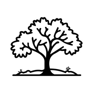 Siyah ağaç simgesi doğa ağaç yaprağı klasik beyaz arkaplan tasarımı.