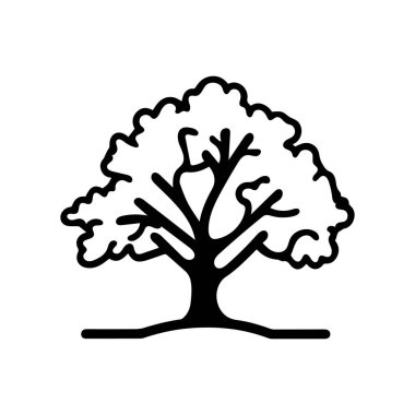 Siyah ağaç simgesi doğa ağaç yaprağı klasik beyaz arkaplan tasarımı.