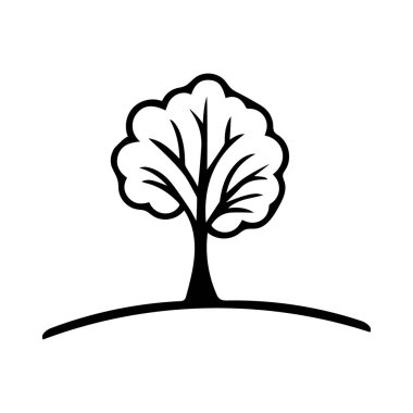 Siyah ağaç simgesi doğa ağaç yaprağı klasik beyaz arkaplan tasarımı.