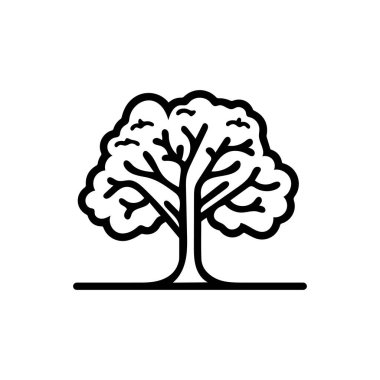 Siyah ağaç simgesi doğa ağaç yaprağı klasik beyaz arkaplan tasarımı.