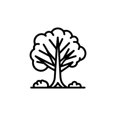 Siyah ağaç simgesi doğa ağaç yaprağı klasik beyaz arkaplan tasarımı.