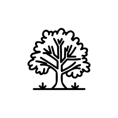 Siyah ağaç simgesi doğa ağaç yaprağı klasik beyaz arkaplan tasarımı.
