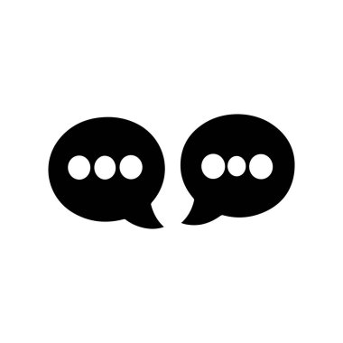 İleti sohbet simgesi siyah kişi metin arkaplan tasarımı.