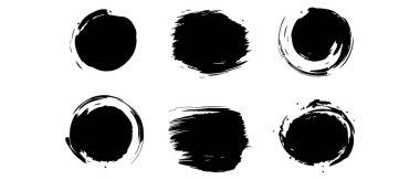 Beyaz arkaplan dizaynlı siyah çember fırça.