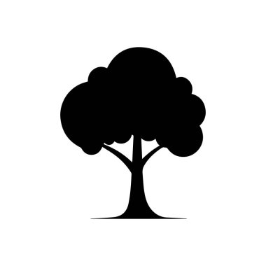 Beyaz arkaplan dizaynında siyah ağaç silueti.