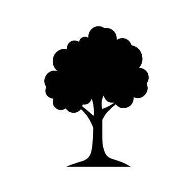 Beyaz arkaplan dizaynında siyah ağaç silueti.
