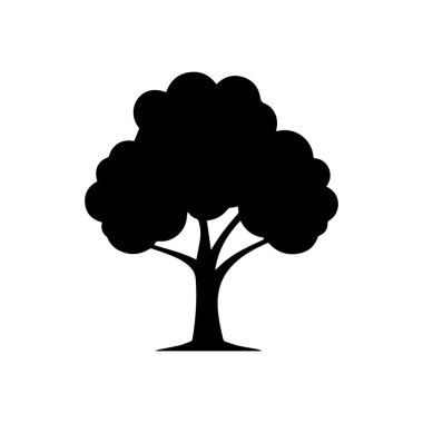 Beyaz arkaplan dizaynında siyah ağaç silueti.